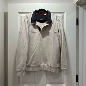 Orvis Men's Cream Quarter Zip Pullover, Size Large